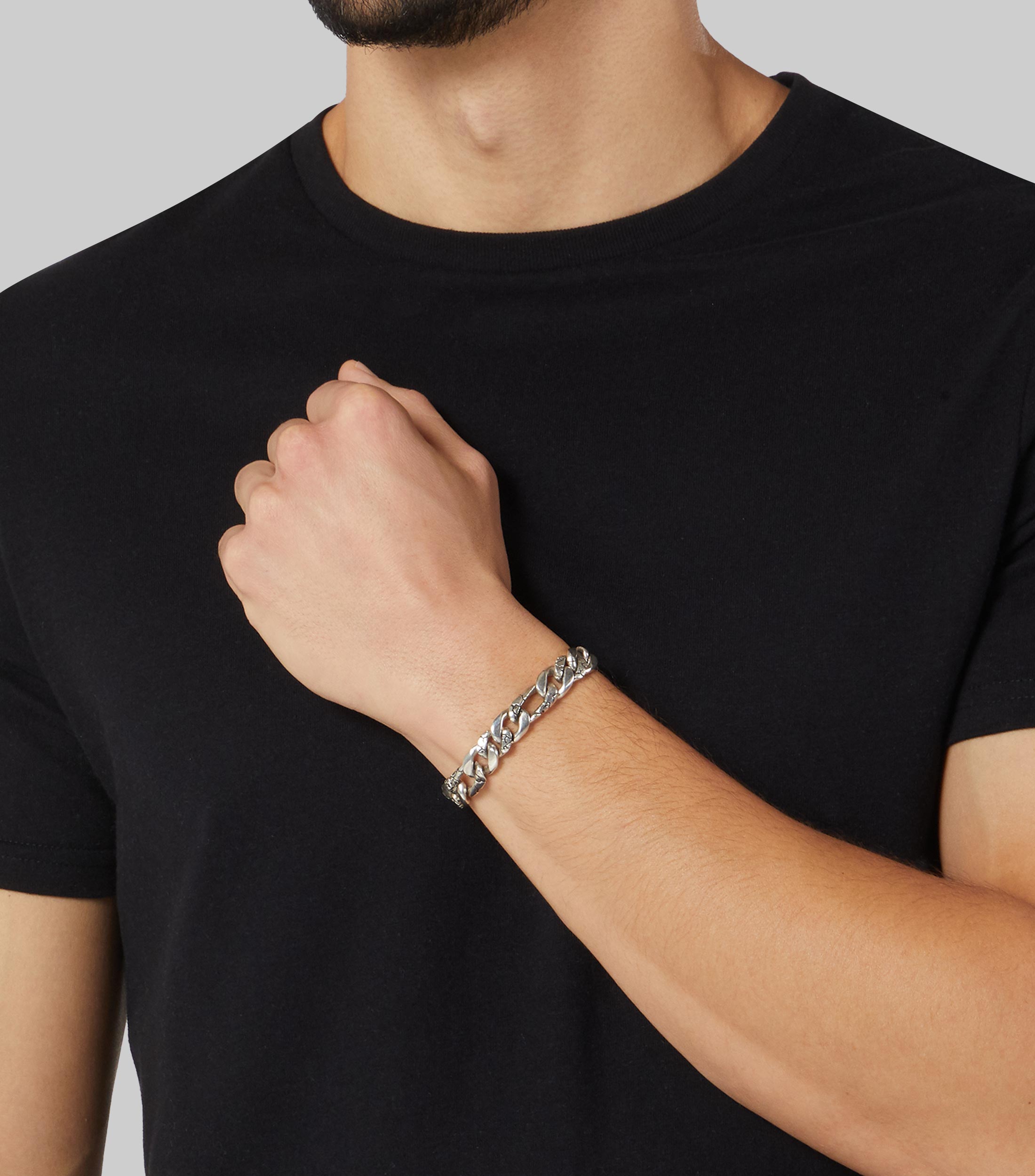 Pulsera en plata eslabonada Hombre